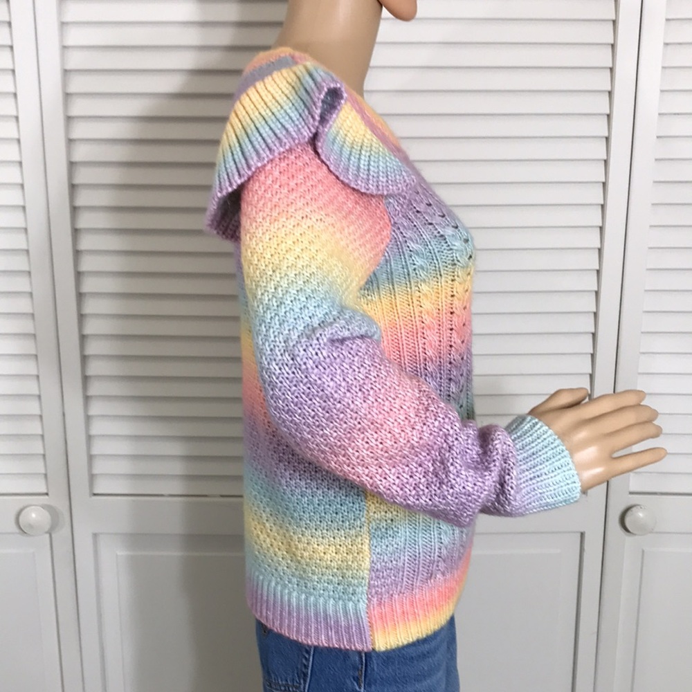 Loft Ann Taylor Multicolor Pastel Rainbow Sweater Small - Picture 7 of 14
